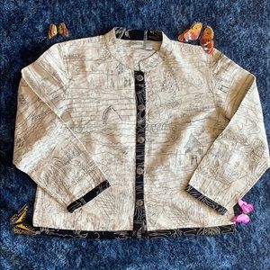 Chicos blazer Embroidered Mandarin Collar …